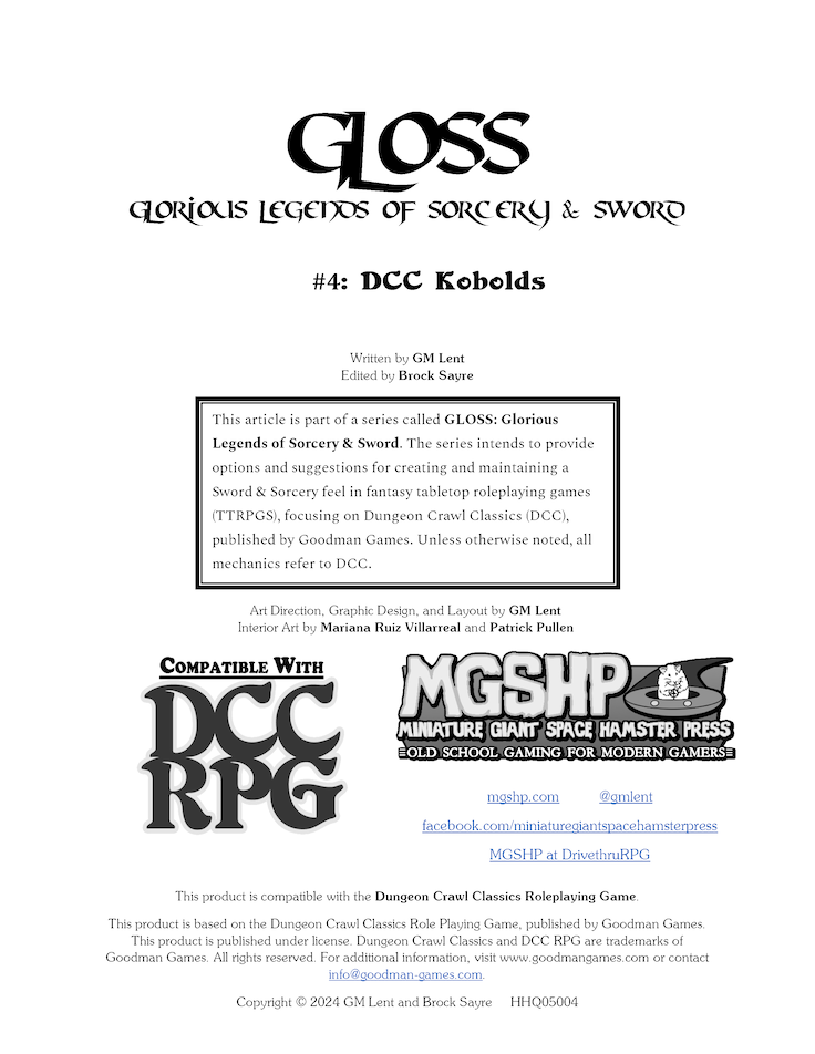 GLOSS #4: DCC Kobolds